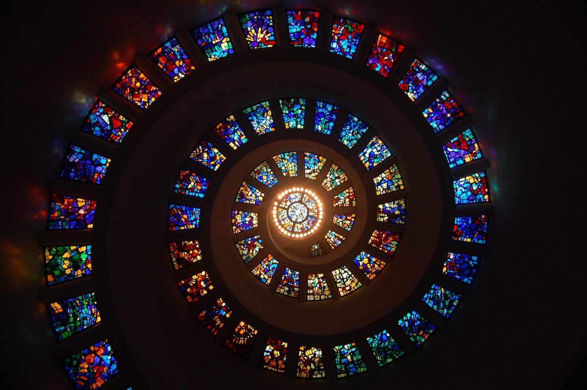 stained glass ceiling in church