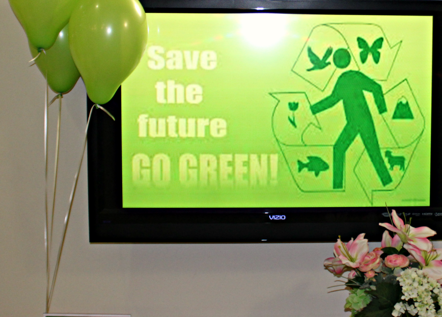Go Green Logo on computer monitor