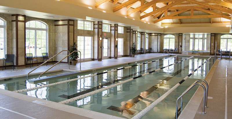indoor pool with lap lane