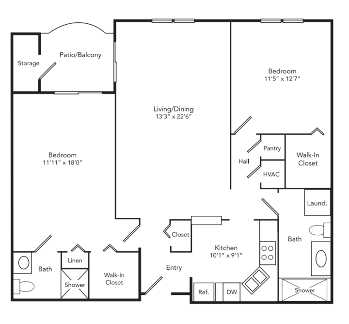 The Bayberry Floor Plan 2 bedroom